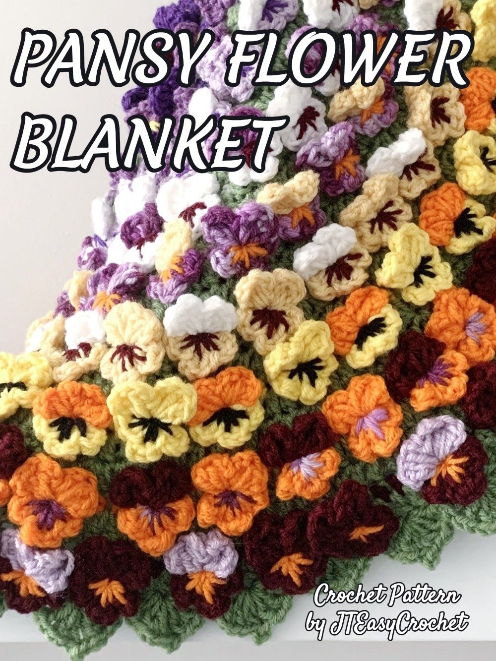 Pansy Flower Round Mandala Blanket Crochet Pattern, Cute Floral Rug product image (5)