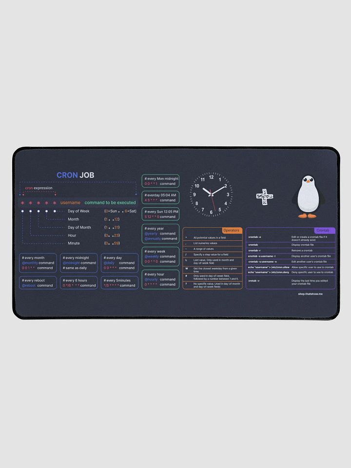 Large Linux cron jobs desk mat product image (2)