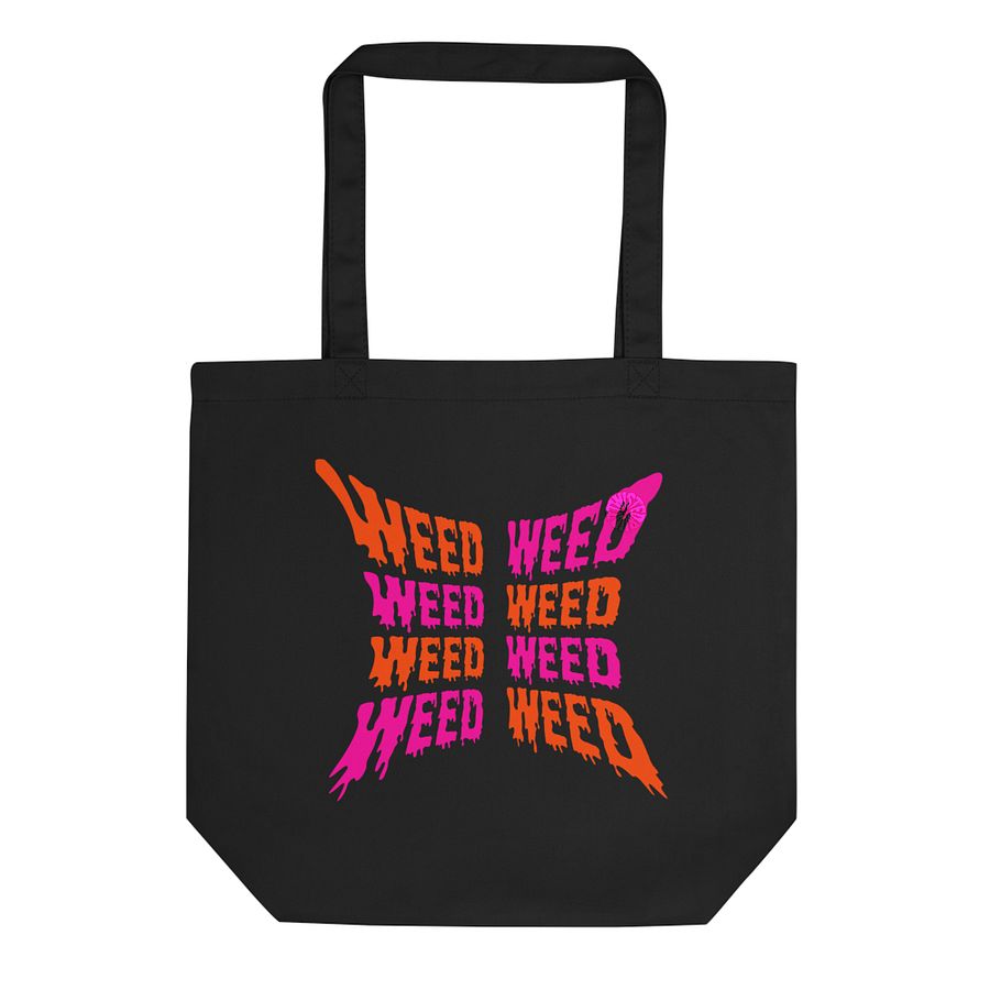 Weird Weed Butterfly Bag, 420 Stoner Pink Orange Organic Cotton Tote product image (1)