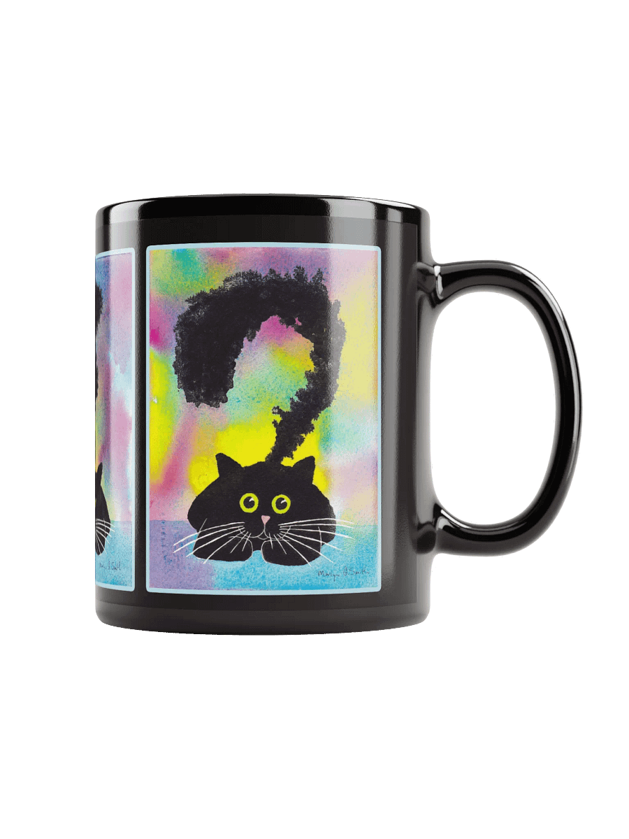 Black Kitty Coming to Full Attention on Black Ceramic Mug product image (3)