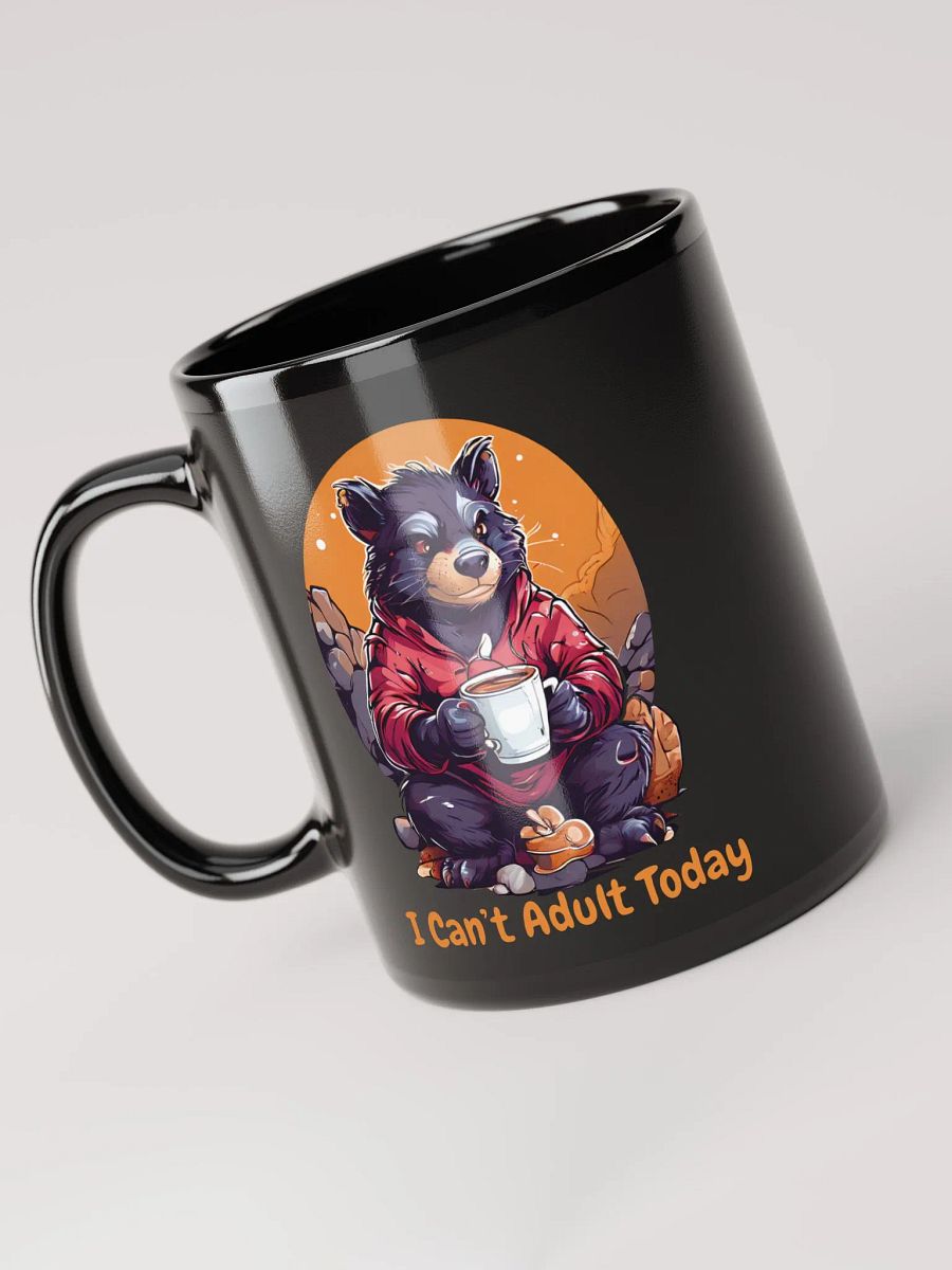 I Can’t Adult Today - Unique Funny Black Glossy Mug Printed on Both Sides | Tasmanian Devil with Coffee | Perfect Funny Gift Mug product image (3)