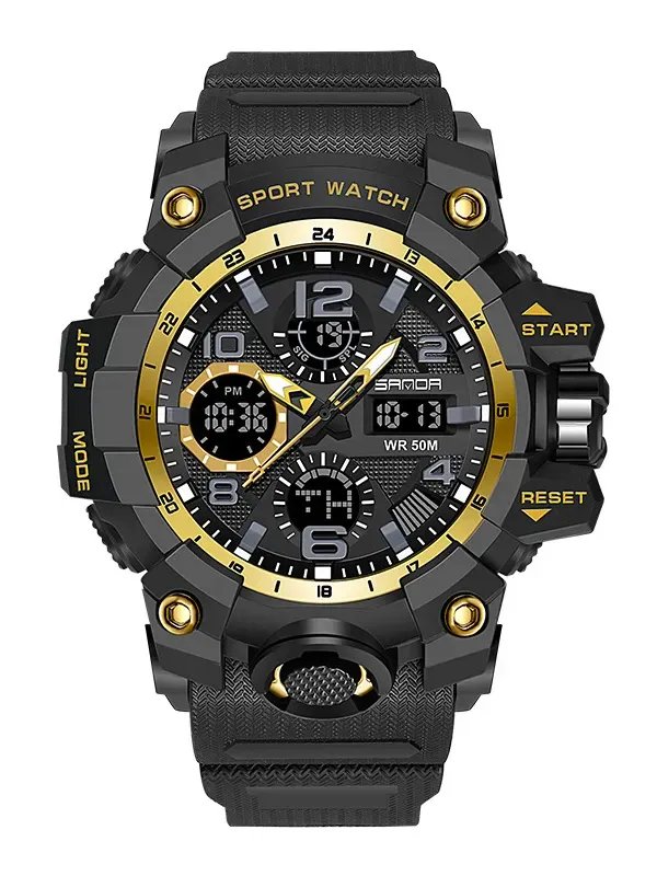 Men Dual Display Quartz Sports Watches Multi-Function Waterproof Male Stopwatch Wristwatch product image (1)