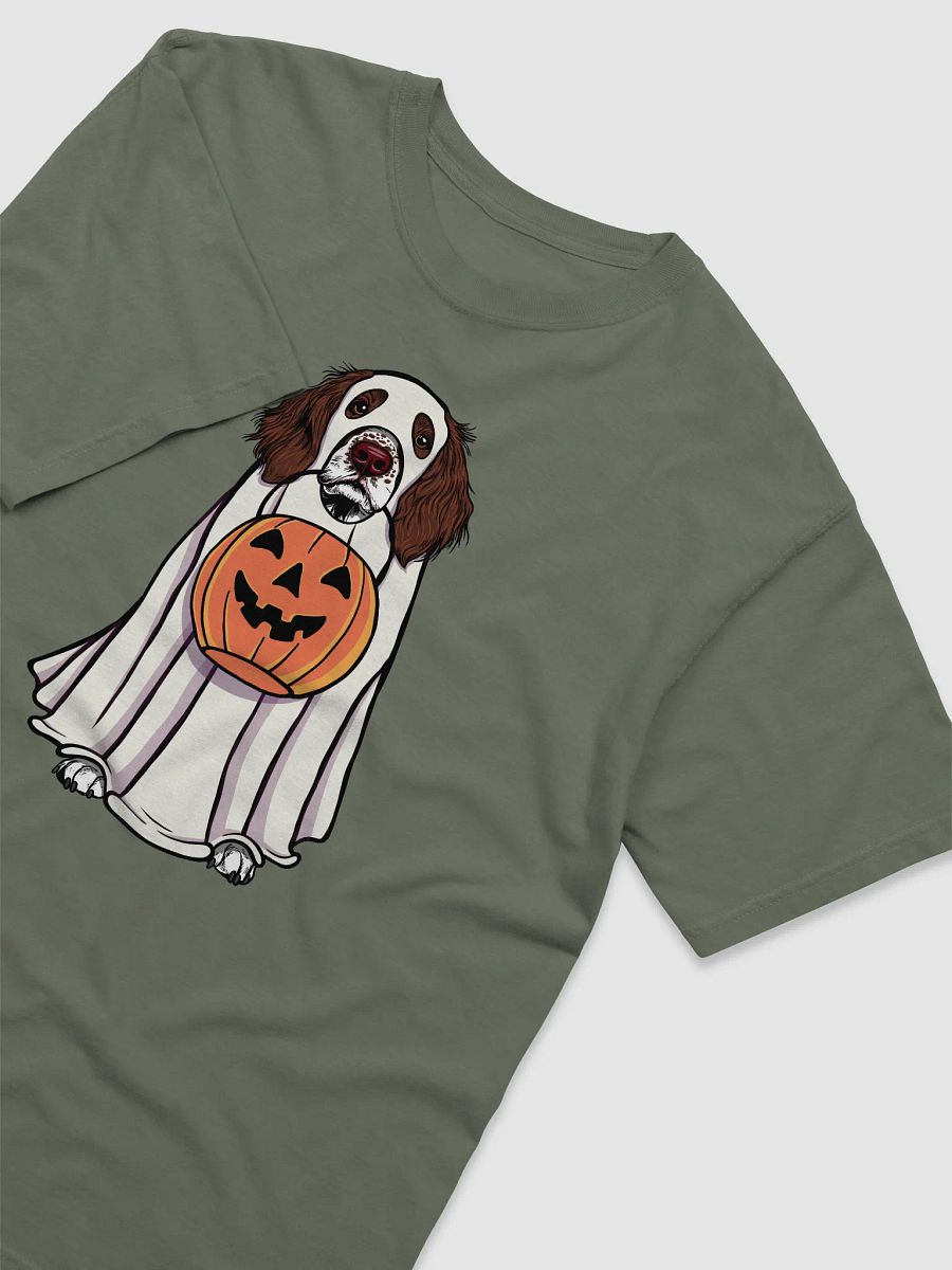Funny Halloween Springer Spaniel T-Shirt | Funny Springer Spaniel Wearing a Ghost Costume and Holding a Pumpkin Basket product image (14)