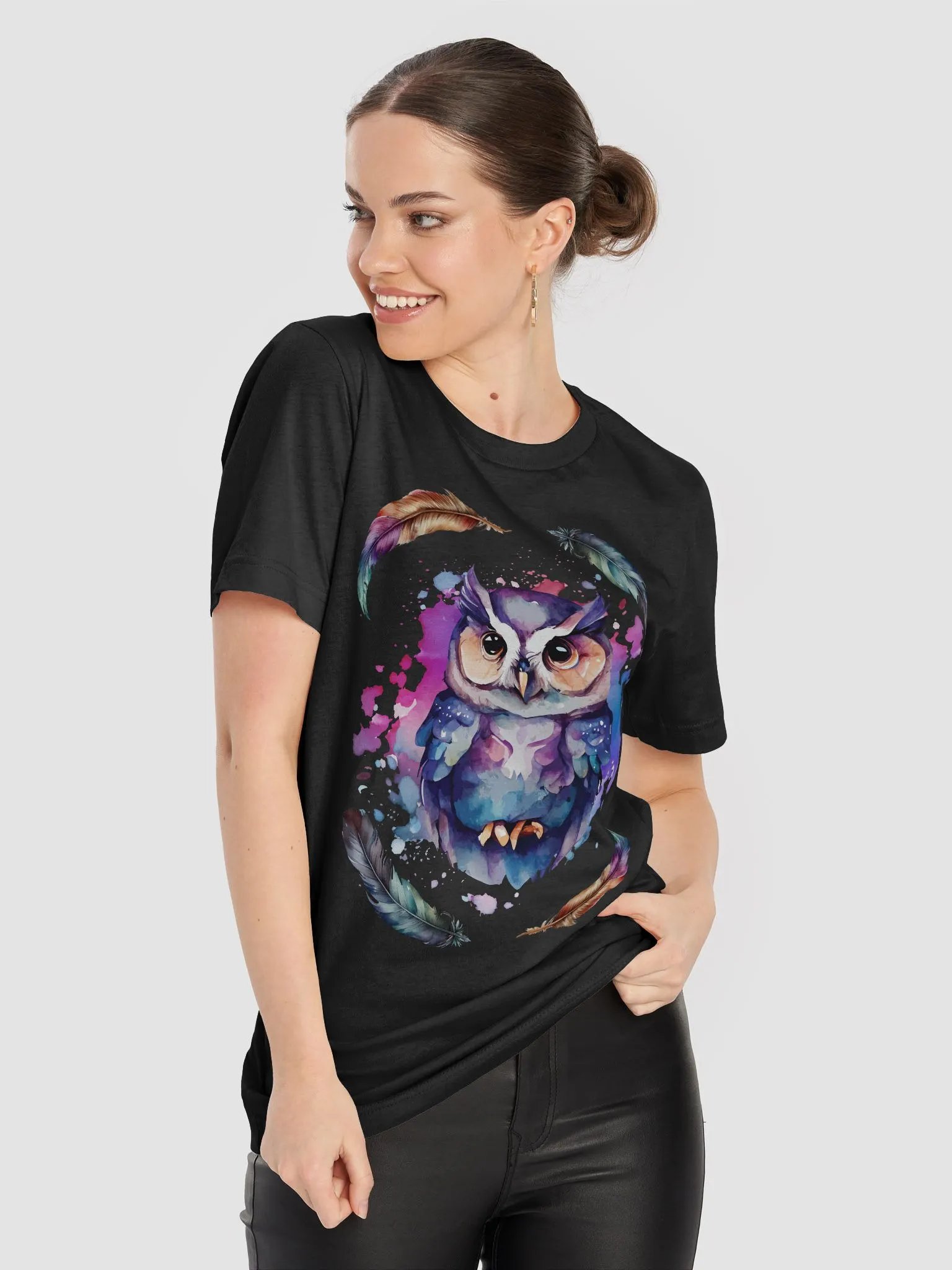 Whimsical Owl Feathers T-Shirt product image (4)