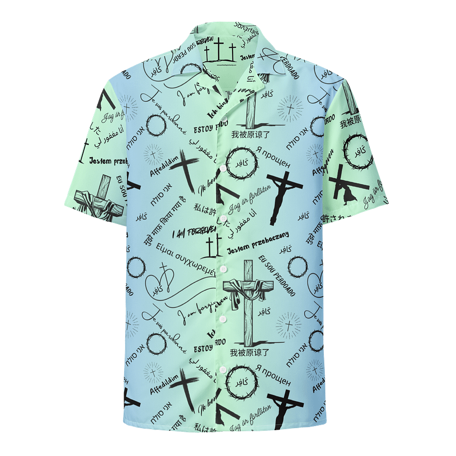 "I am forgiven" Bold Christian Hawaiian style shirt product image (1)