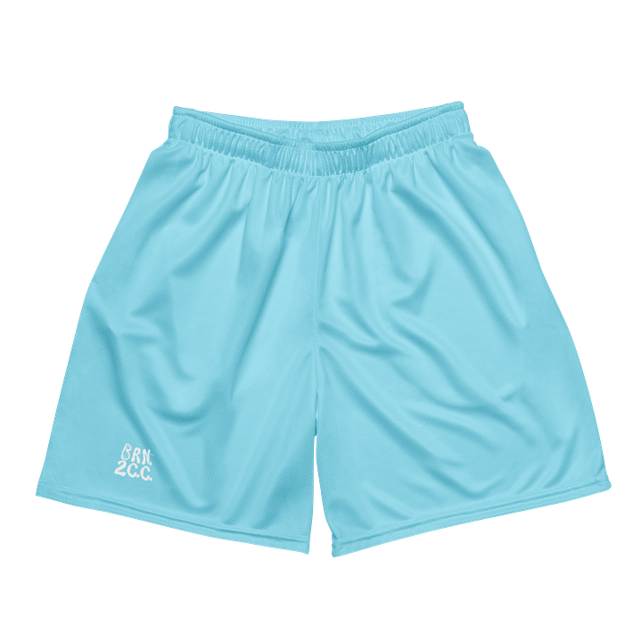 Women's | BRN.2C.C.™ Mesh Shorts | Coastal Cool Meets Sporty Style | Recycled Unisex Activewear 🌊🔥| White Logo on Blizzard Blue product image (2)