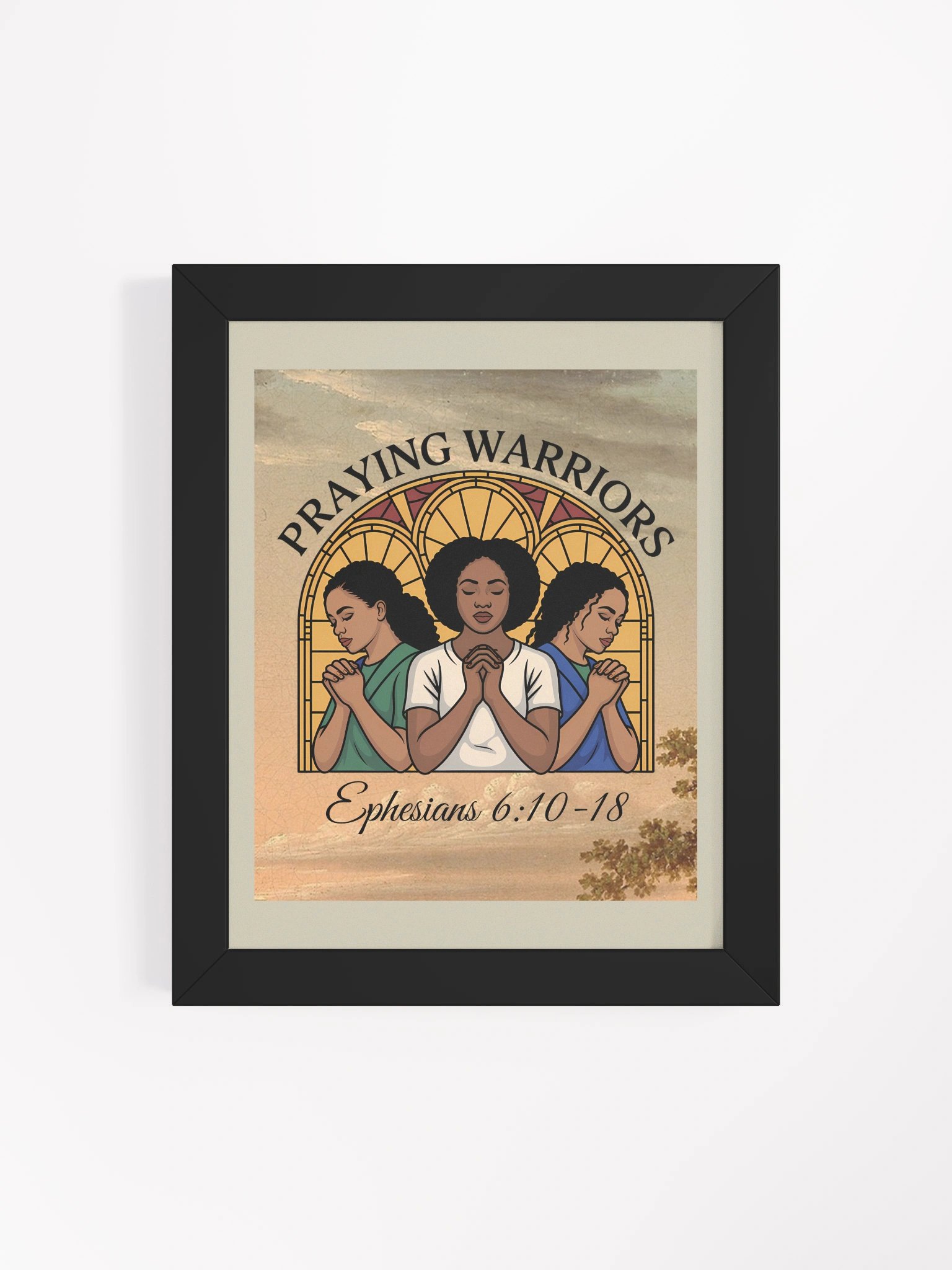 Praying Warrior's Stained Glass Christian Framed Poster product image (4)