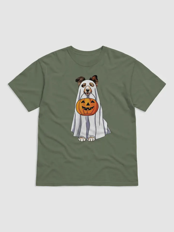 Shetland Sheepdog Halloween Tee | Funny Halloween Sheltie/Rough Collie Wearing Ghost Costume w/ Pumpkin Basket product image (2)