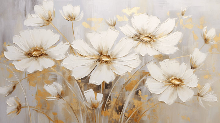 Vintage TV Art Floral Painting - No Frame, Digital Download product image (1)