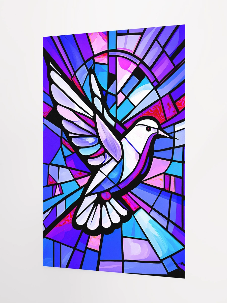 White Dove in Flight Stained Glass Art Blue Purple Colors Matte Poster product image (5)