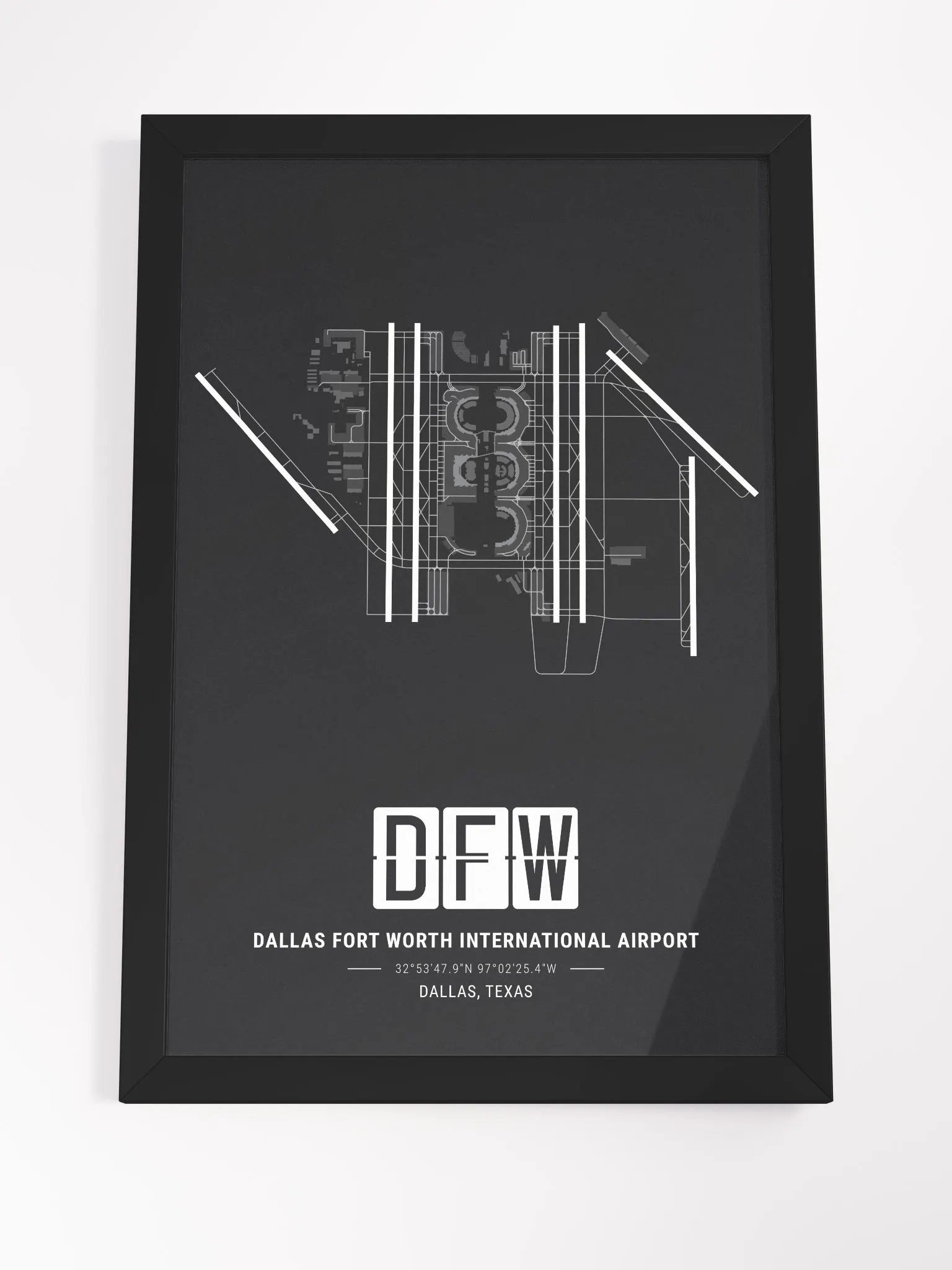 Framed Airport DFW Premium Map On Matt Paper product image (4)