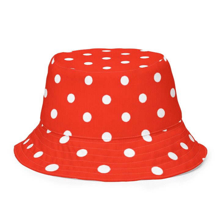 White Polka Dots on Red Reversible Bucket Hat product image (2)