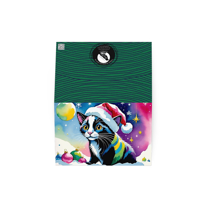 Watercolor Christmas Kitty, Winter Holiday Card product image (2)