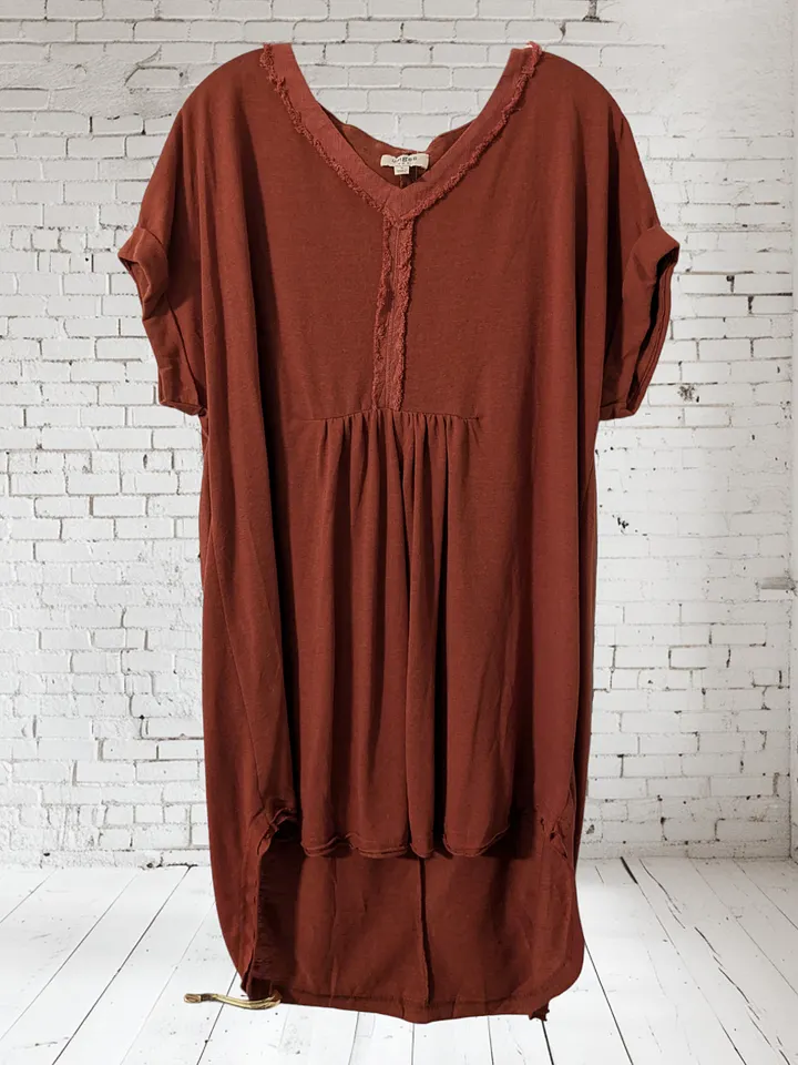 S Blood Orange V-Neck Casual Dress product image (1)