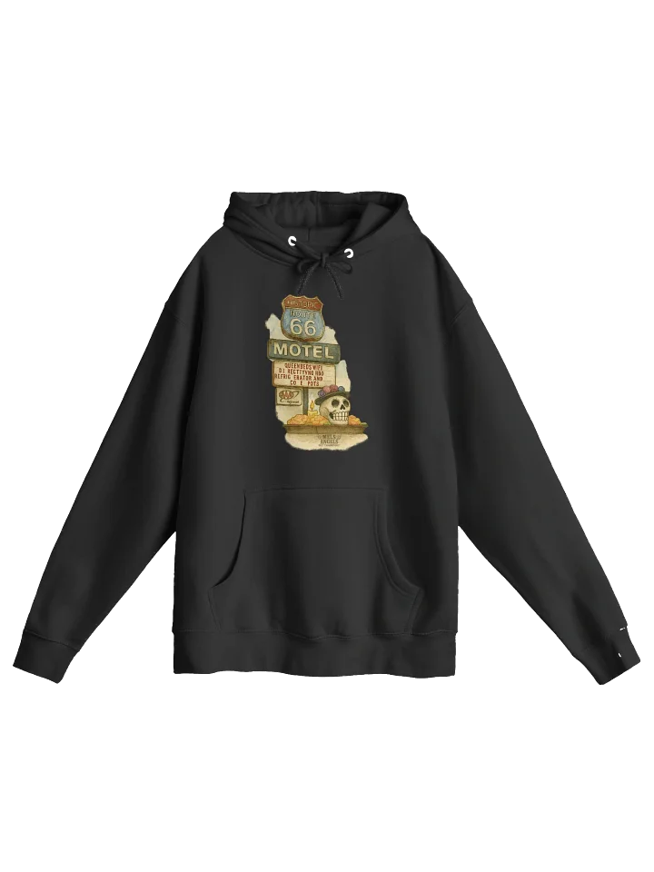 Route 66 Motel Skull Hoodie – Vintage Road Trip Día de los Muertos Sweatshirt product image (1)