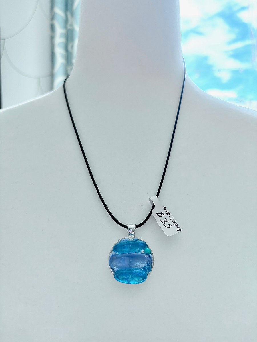 Coastal Calm Horizon Pendant Necklace | Handmade Glass Art Jewelry | Monique Faella Designs™ | MFD-00209 product image (5)