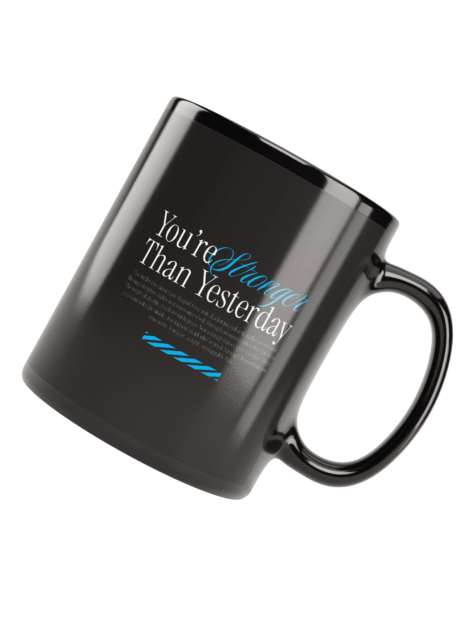 "You're stronger than yesterday" Blue Splatter Mug product image (7)