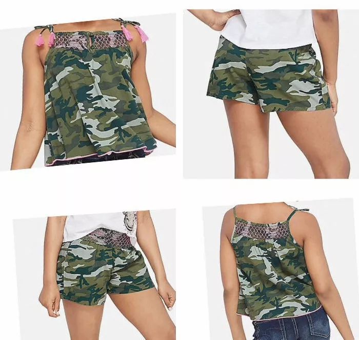 Justice Girls Cute Army Green Smocked Pattern Set of 2! Sz 14-16 Back to School product image (1)
