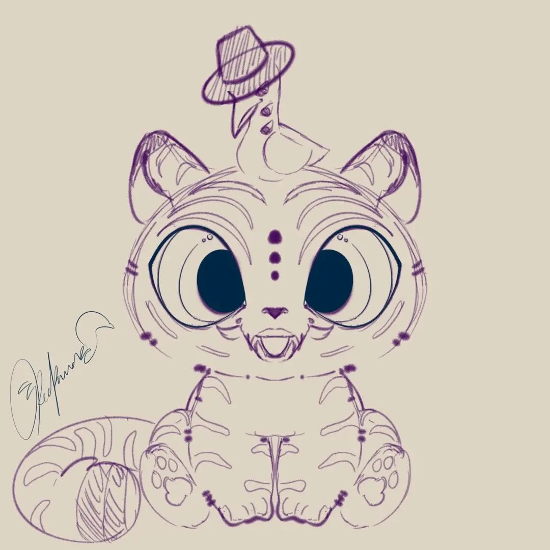 Ive been absolutely OBSESSED with kpop demon hunters. I sketched out the cute “ derpy tiger “ and classy crow, stickers coming out when? #digitalart #kpopdemonshunter #derpytiger #kpopdemonhunterstiger #wip #sajaboys #huntrix #jinu #foryoupage #artprocess #sodapop #cute #chibi #sketch #procreateart 
