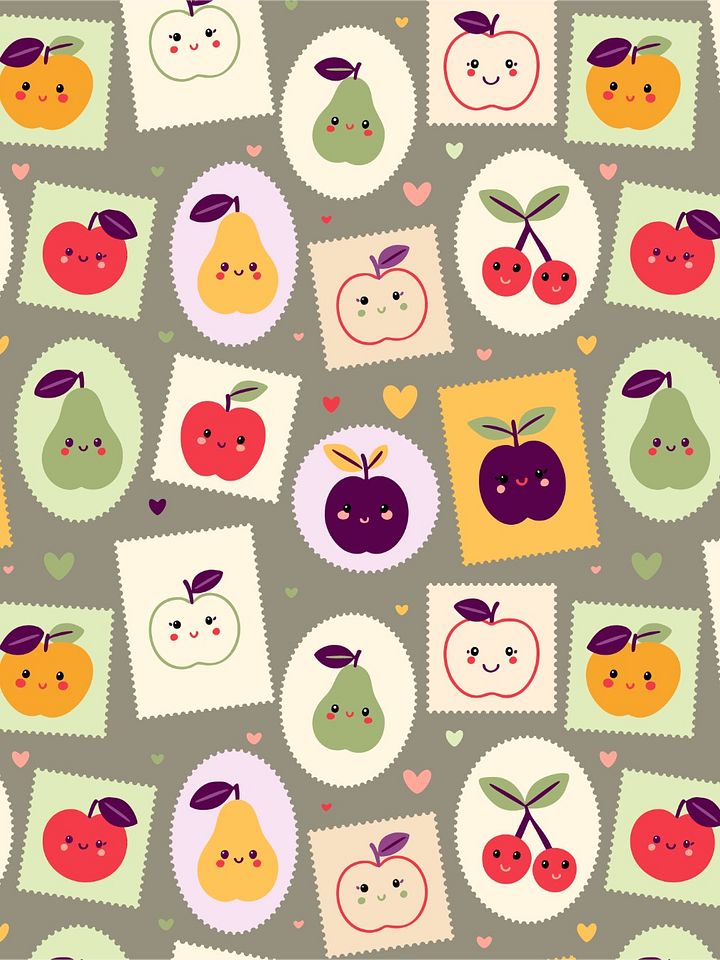 Postage stamps with cute fruits - Non-Exclusive Pattern product image (2)