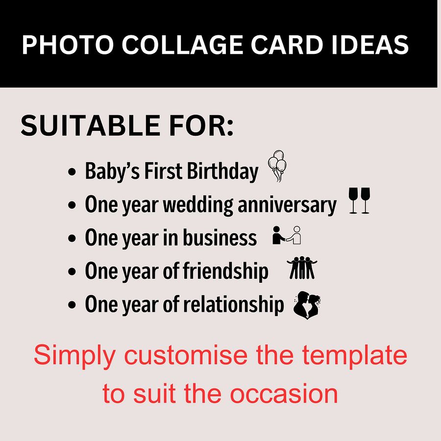 One Year Celebration Card Photo Collage Canva Template product image (2)