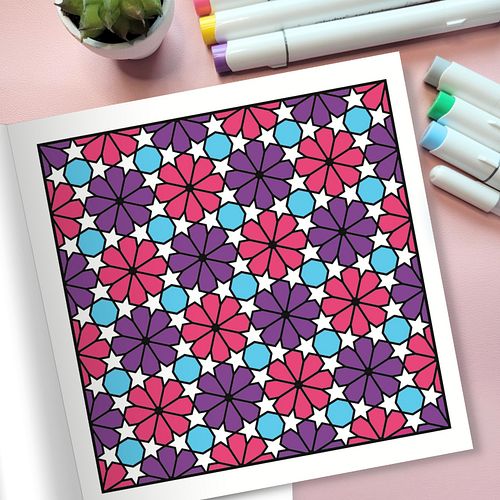 ✨ Relax & Unwind with Patterns! 🎨🌸

There's nothing more satisfying than filling in bold, intricate patterns! ✨💜 This page fr...