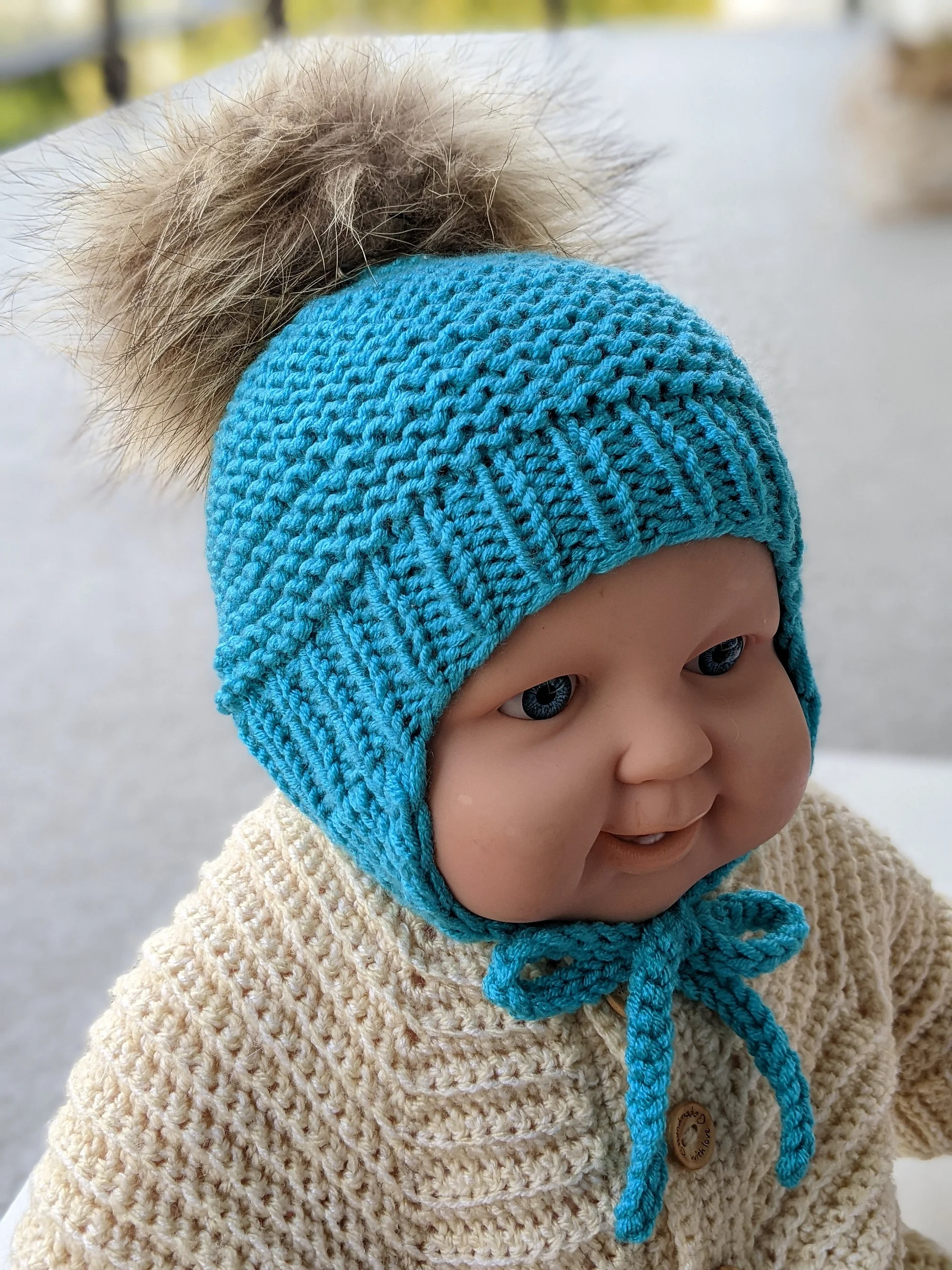 Newborn Baby Knit Hat Pattern with Earflaps product image (6)