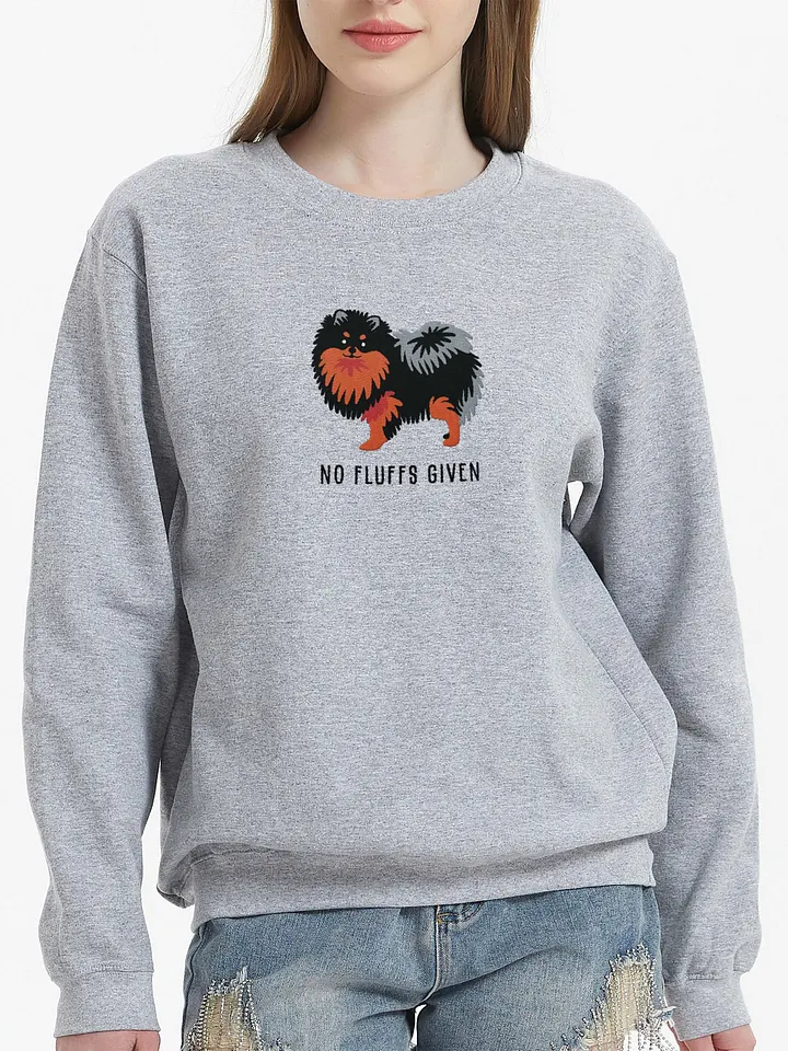 No Fluffs Given Sweatshirt (Embroidered) of a Pomeranian(Black & Tan) product image (2)
