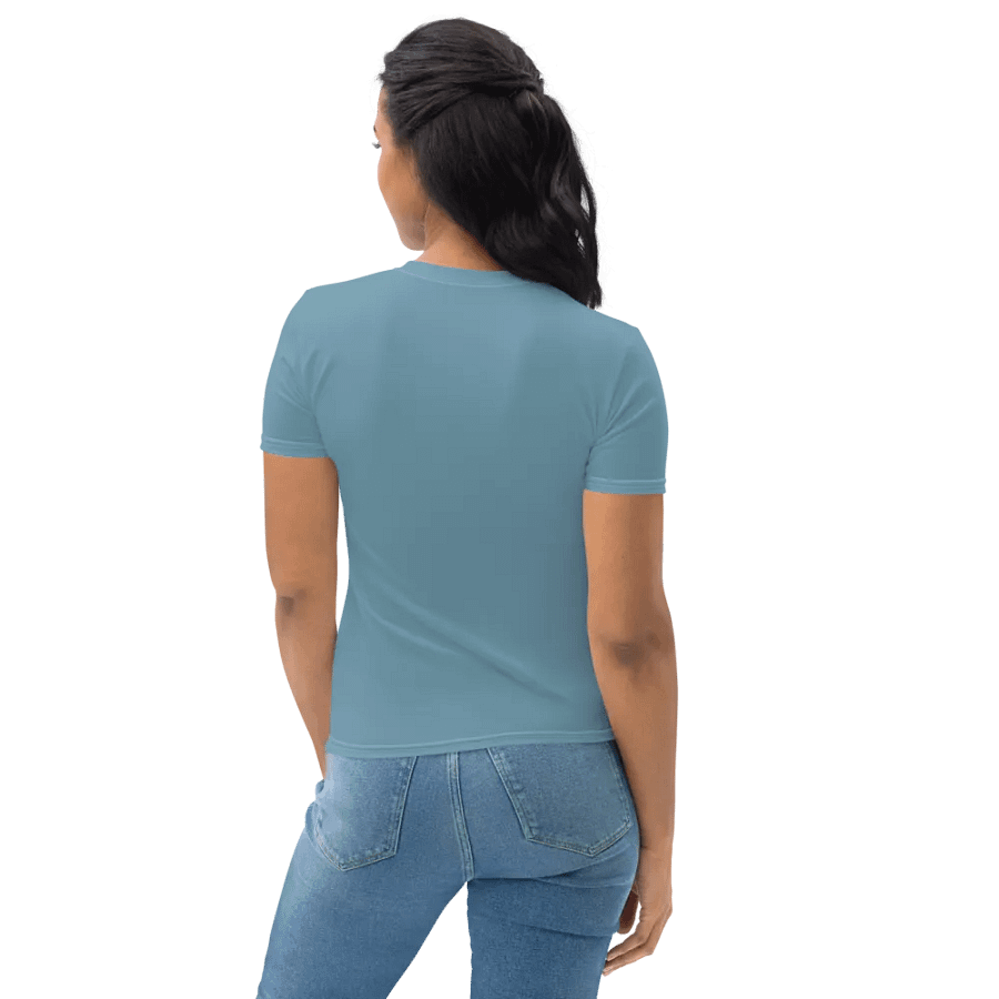 Plain Medium Light Blue Soft Summer Women's Crewneck Polyester Heavyweight Premium T-Shirt by Treasure Pie product image (8)