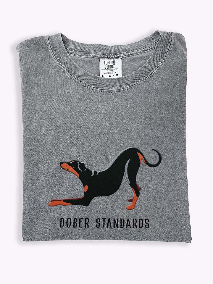 Dober Standards T-Shirt(Embroidered) of a Doberman Pinscher(Full Tail & Ears) product image (1)