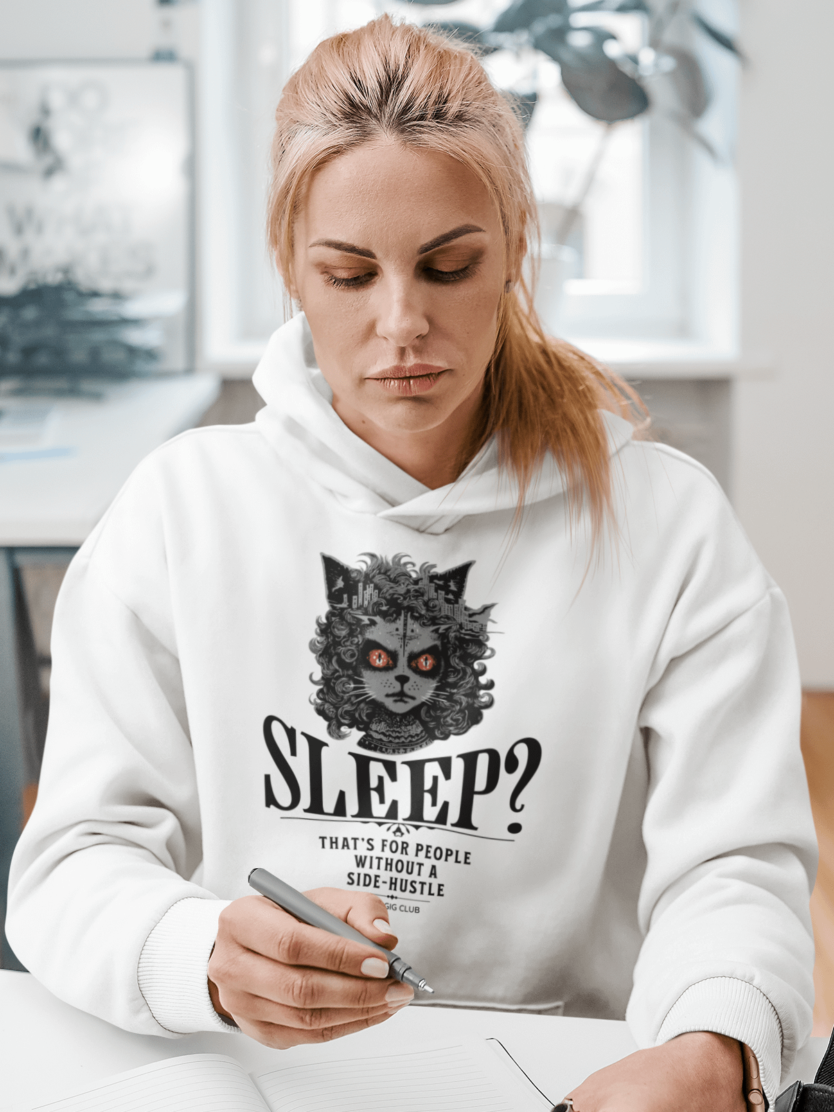 Sleepless Hustle: No Sleep, Just Side-Gigs Premium Unisex Hoodie in Vivid Black product image (1)