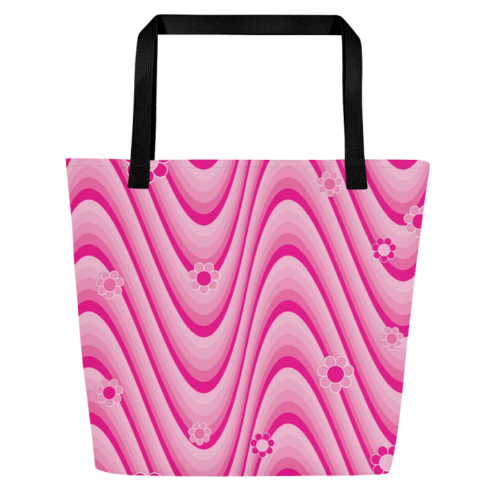Retro Flowers Pink Wave Tote Bag product image (1)