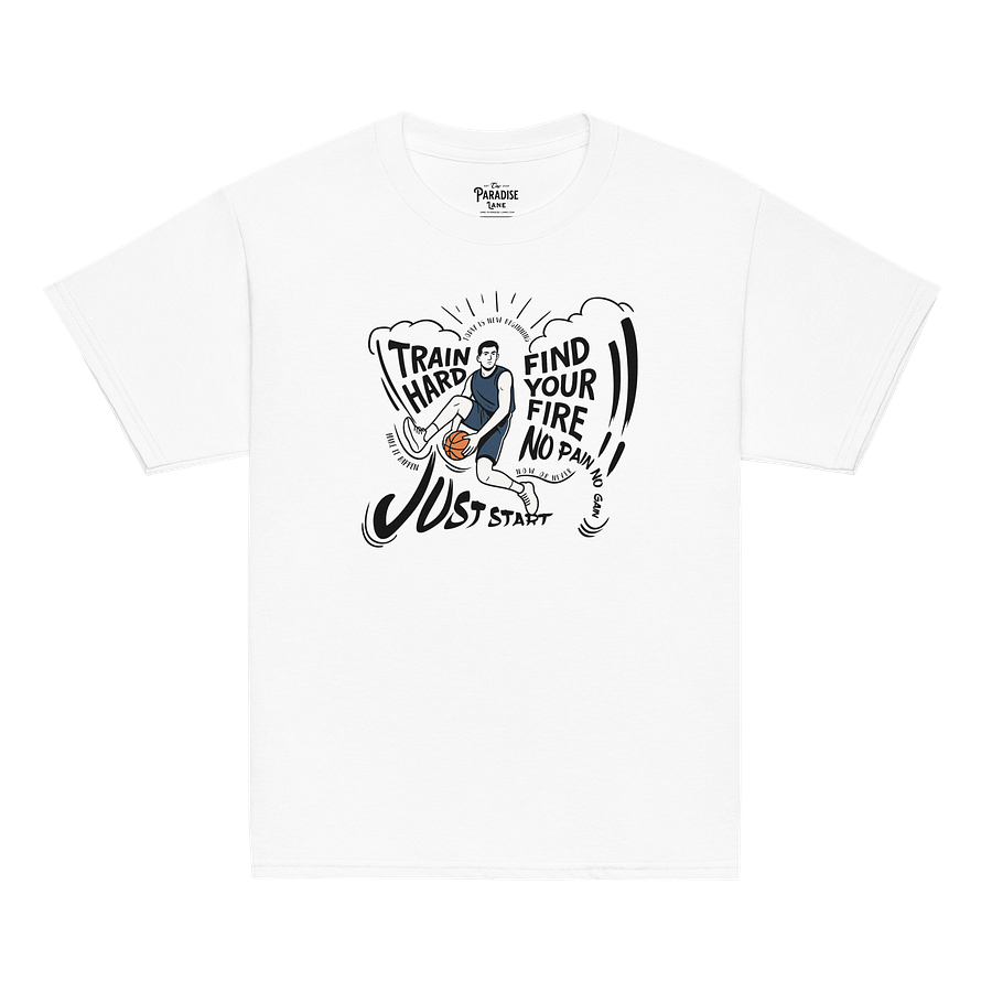 Youth Motivational Tee – Train Hard. Find Your Fire. Just Start. Basketball-Inspired Kids T-Shirt product image (52)