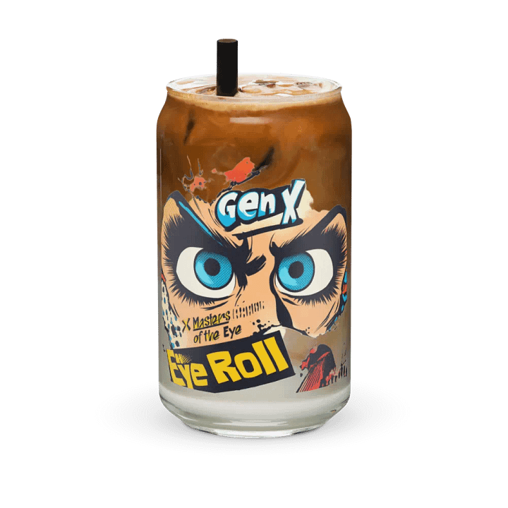"Gen X Eye Roll Glass – Funny Drinking Glass with Retro Attitude!" product image (1)