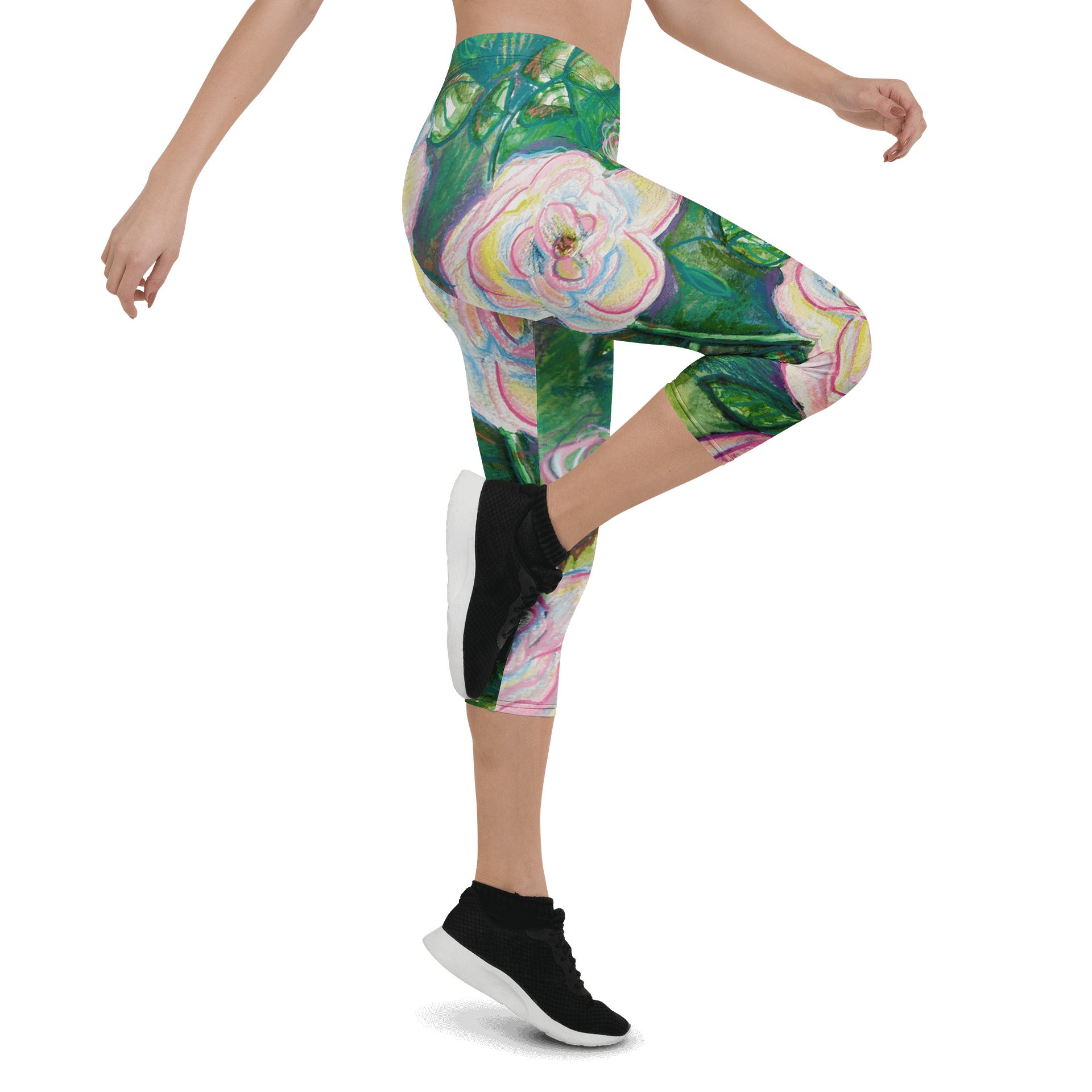 Pastel roses All-Over Capri Leggings product image (5)