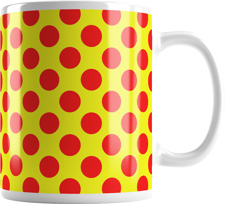 Red Polka Dots on Yellow Glossy Coffee Mug product image (2)