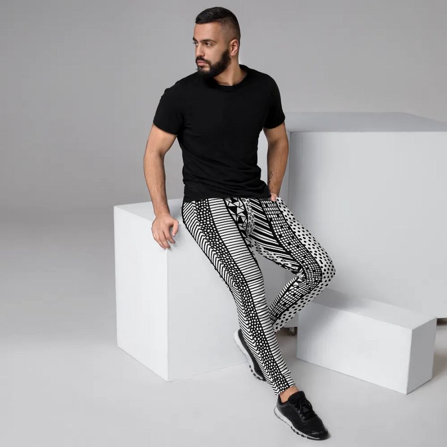 Modern pattern in black and white Men's Joggers product image (11)
