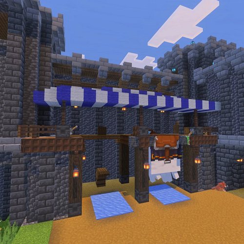 Latest addition to my castle... happy ghasts always face South when parked like this, sorry my hangers face East. 😅
#Minecraf...