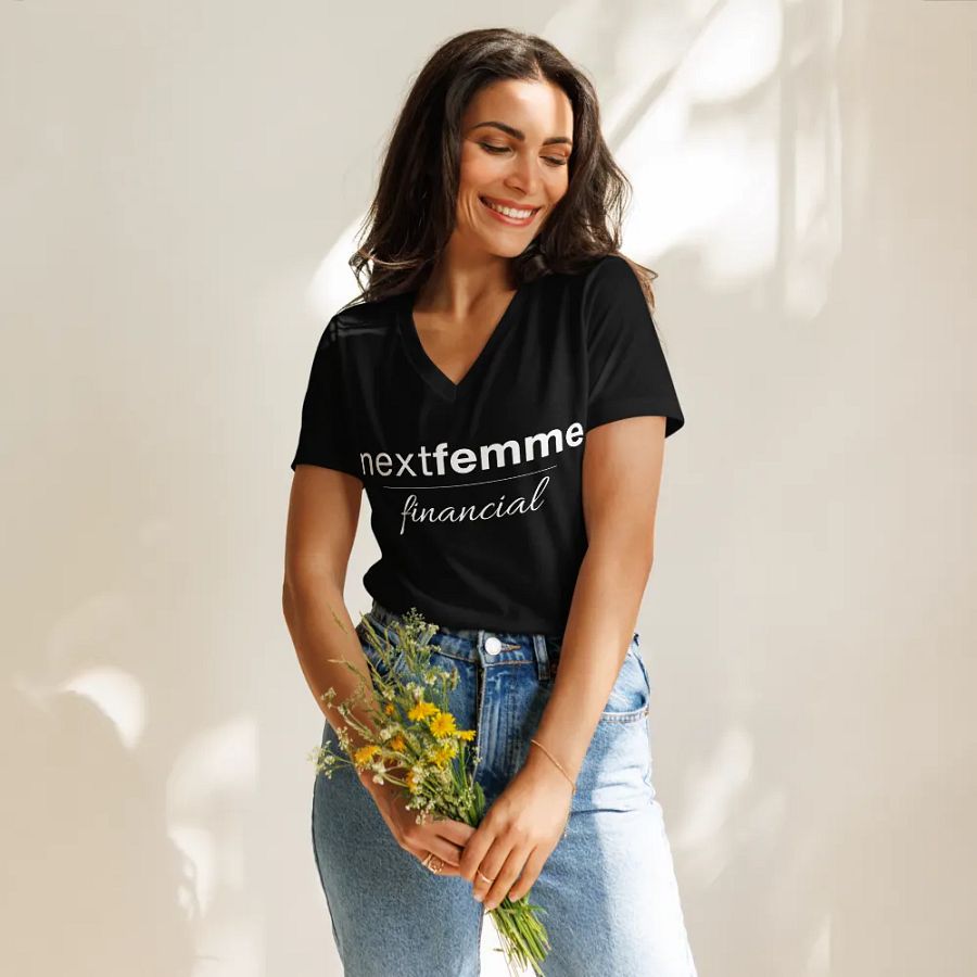 Relaxed V-Neck Tee with White Logotype product image (4)