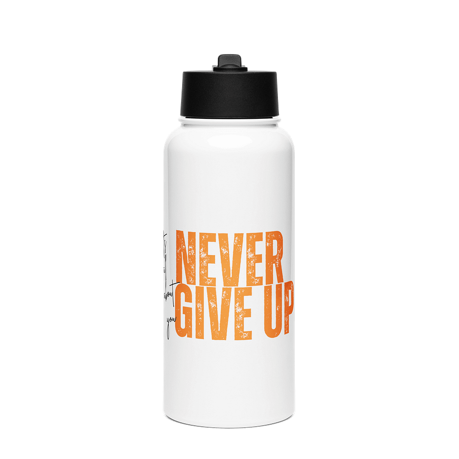 NeverGiveUp Steel White Water Bottle! product image (1)