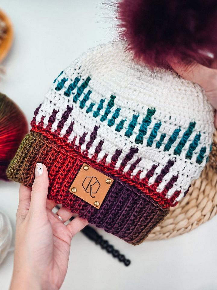 Mosaic Ridge Crochet Hat Pattern (Baby - Adult Sizes + Video Tutorial product image (1)