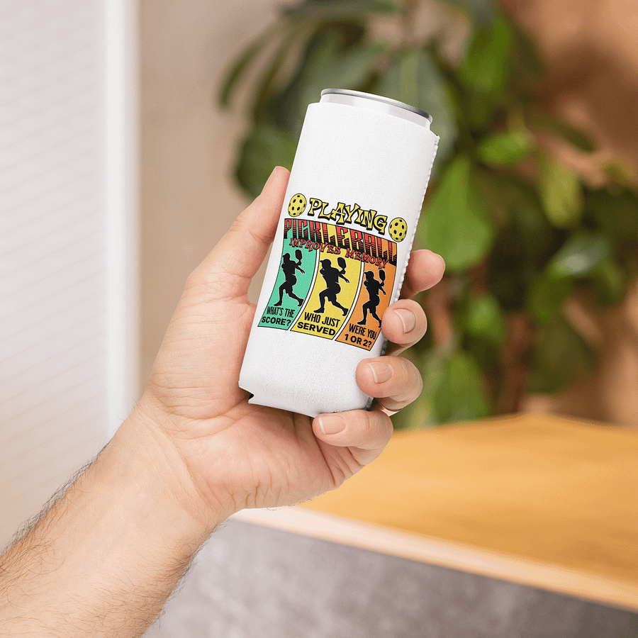 Playing Pickleball Improves Memory Ribbon Can Cooler product image (4)