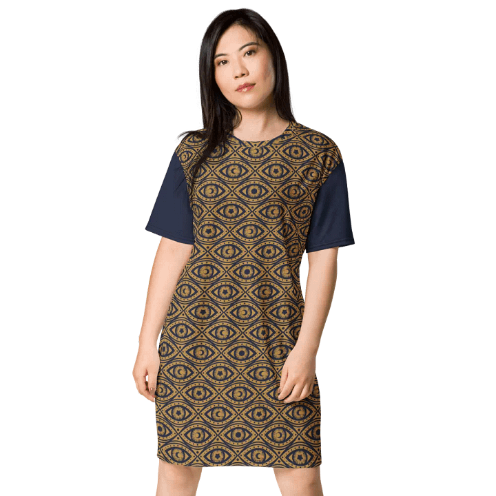 Boho Celestial Eyes Stars & Moons T-Shirt Dress product image (2)
