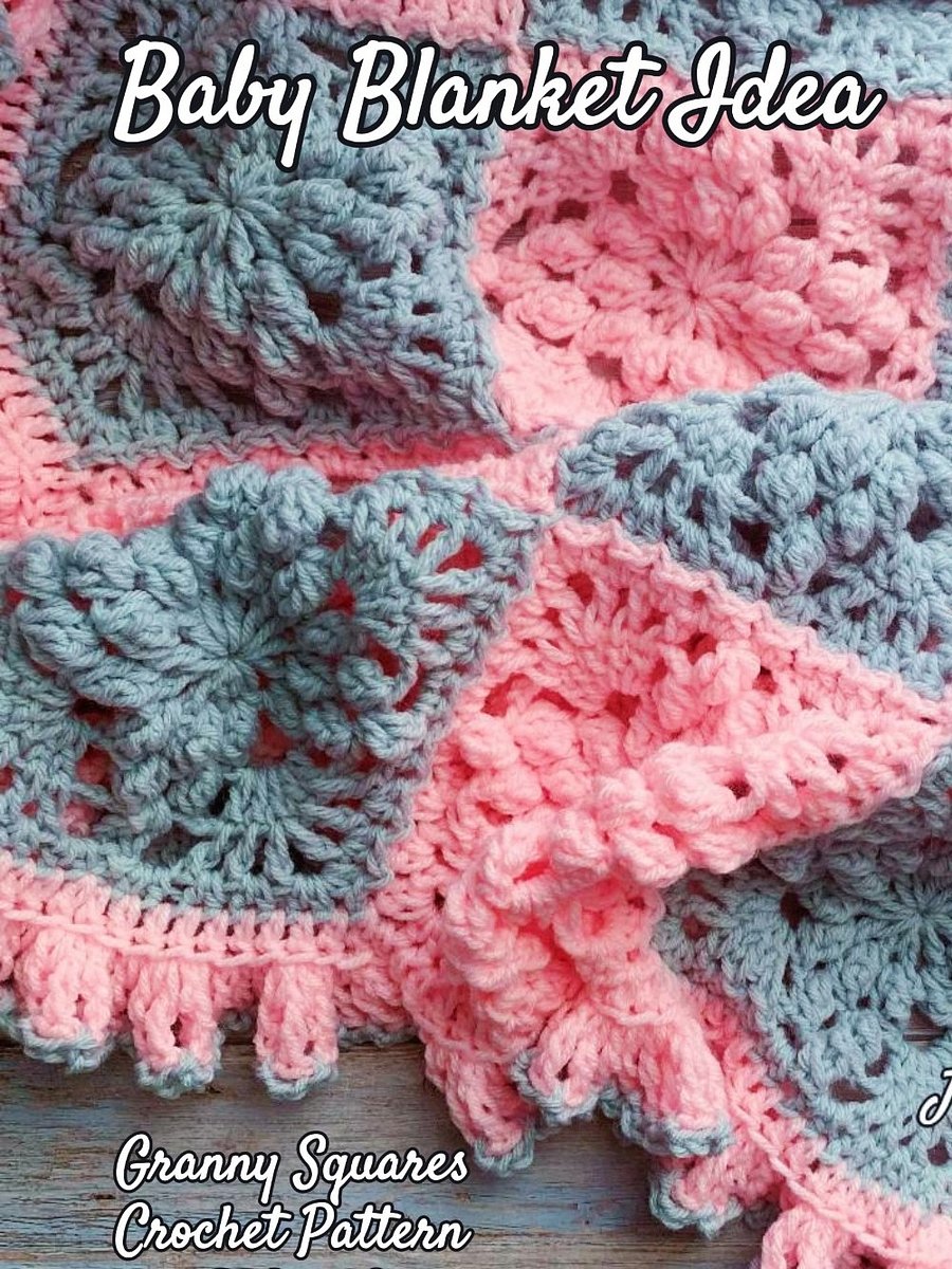 Large Granny Square Baby Blanket CROCHET PATTERN, 3D Textured Throw Blanket Vintage Style product image (8)