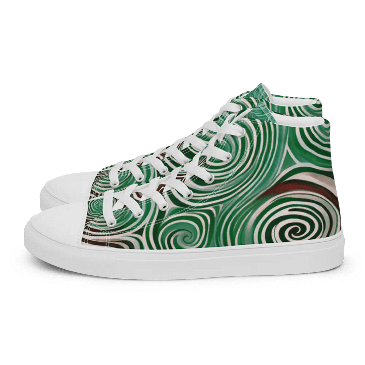 Funky Cool Green Liquid Tie-Dye Women's High-Top Canvas Shoes product image (2)