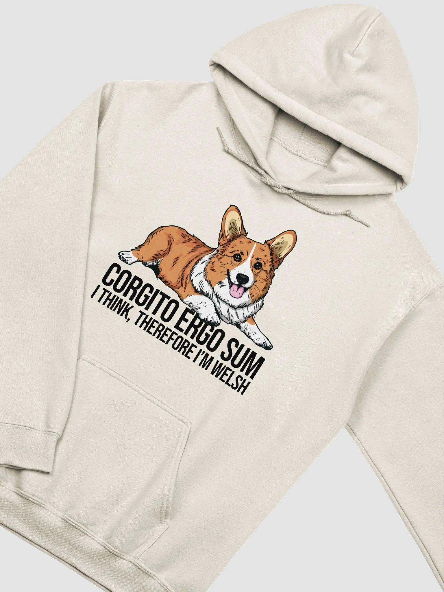 Corgito Ergo Sum Hooded Sweatshirt of a Pembroke Welsh Corgi | Funny Hoodie for Herding Dog Paw-rents product image (19)