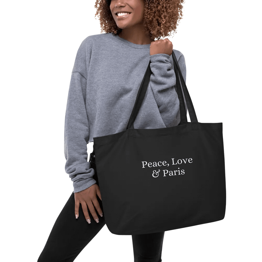 Peace, Love and Paris Organic Tote Bag Black product image (1)