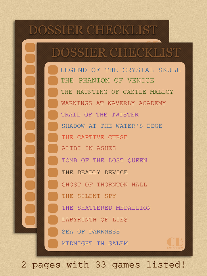 Printable Dossier Checklist product image (2)