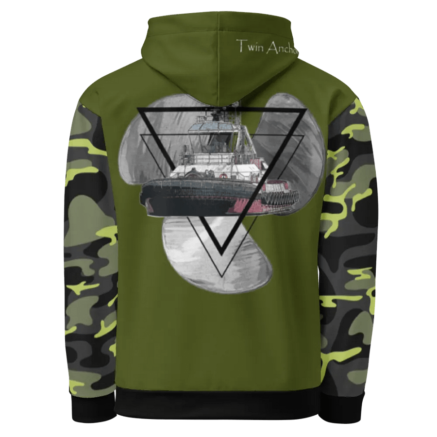 Camouflage & Green Three blade prop triangle Athena tug Hoodie product image (3)
