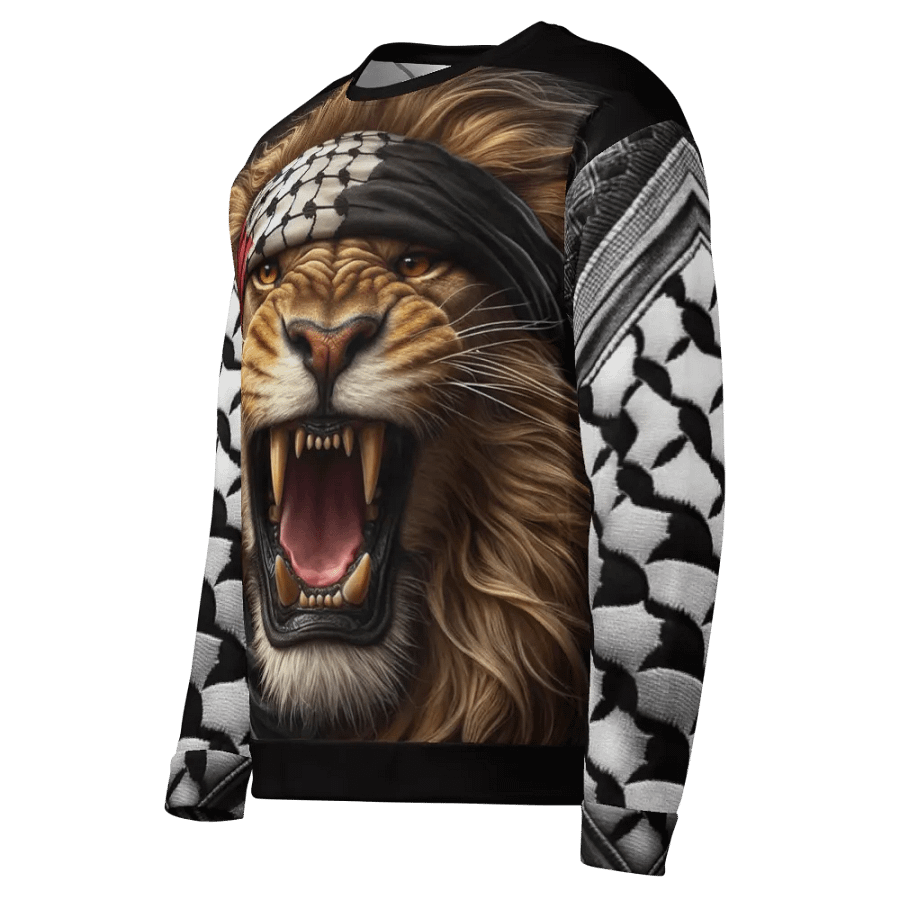 Roaring Lion All-Over Print Sweatshirt | AI Design Free Palestina product image (3)